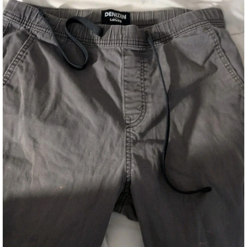 Levi's Denizen Men's Gray Jogger Pants Drawstring Elastic Waist Tapered Size M